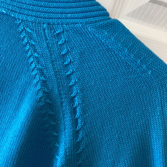 Talbots Short Sleeve Blue Sweater, Size Medium - Picture 4 of 5